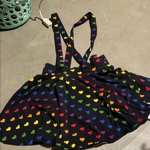 Colorful Heart Pattern Skirt with Suspenders